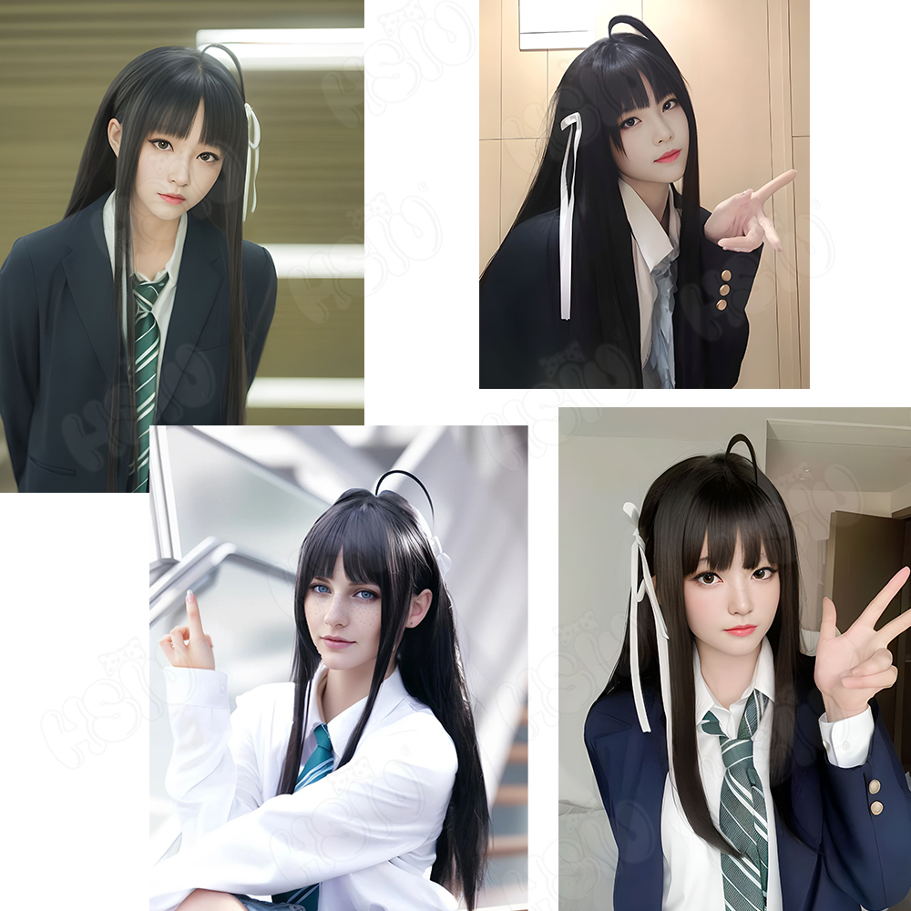 Awa سوبارو شعر مستعار تأثيري H - مراجعة Anime Cosplay Girl With Black Hair وسعره