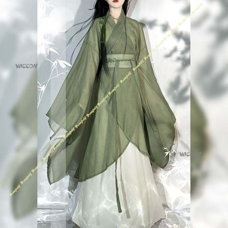 الصينية Hanfu كبيرة الأكمام عب - مراجعة Anime Cosplay Girl With Black Hair وسعره