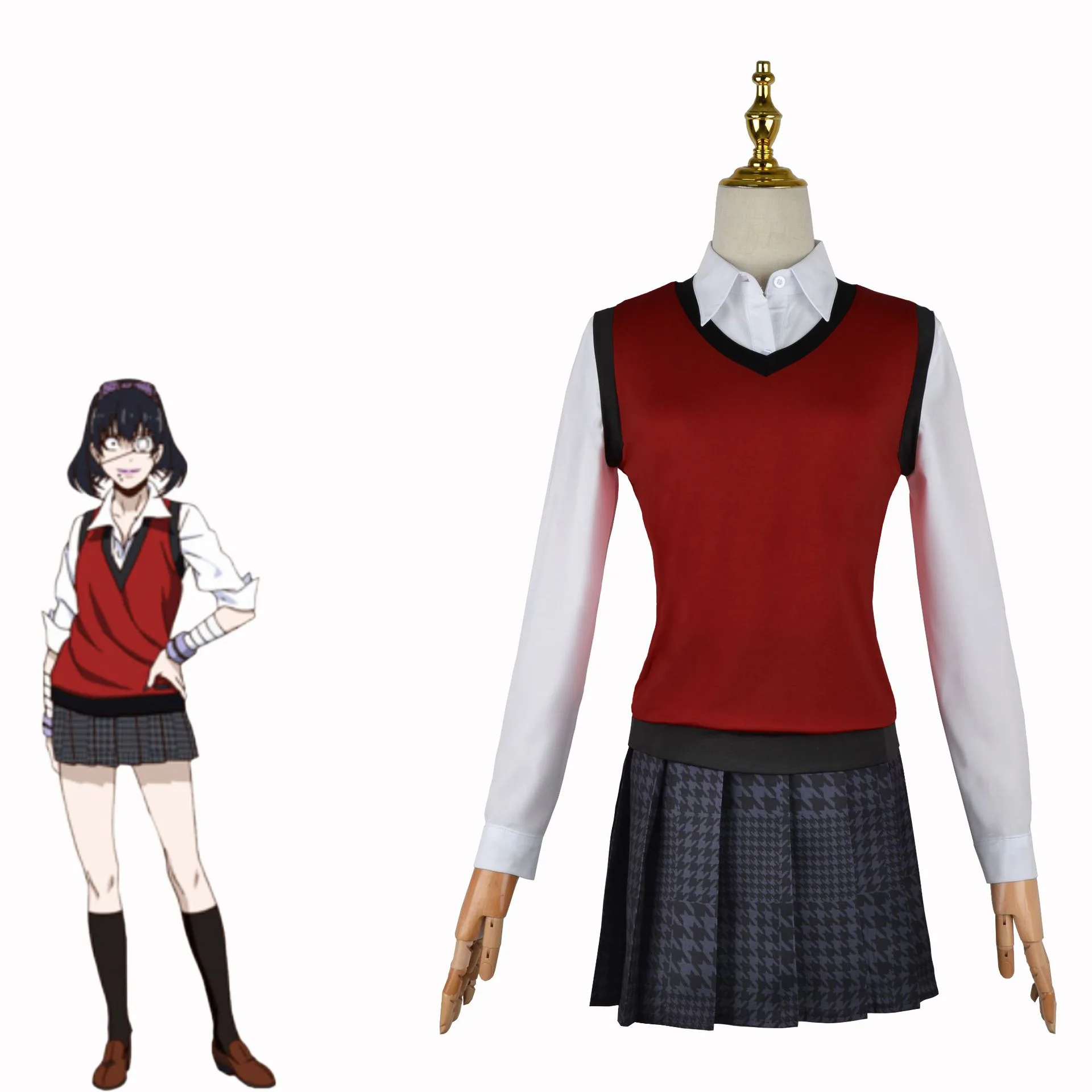 زي مدرسي ياباني سترة تنورة الم - مراجعة Anime Cosplay Kakegurui وسعره