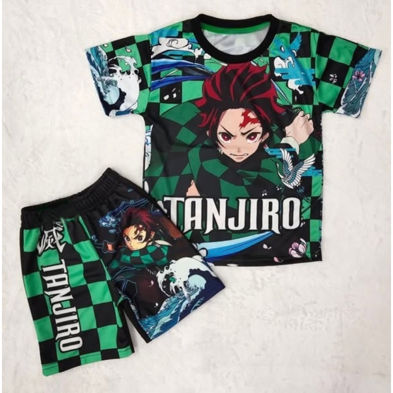 طقم تي شيرت وشورت للأطفال بتصم - مراجعة Anime Cosplay Tanjiro وسعره