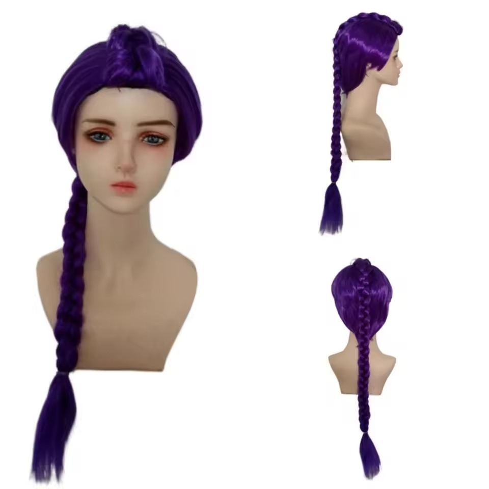 شعر مستعار طويل بنفسجي للتسريح - مراجعة Anime Cosplay Girl With Black Hair وسعره