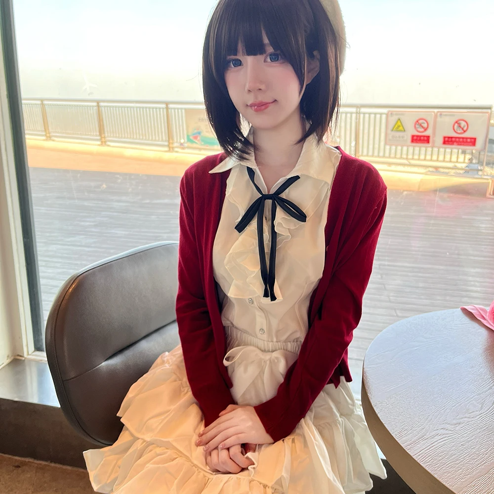 فتاة معطف أحمر قميص تنورة مجمو - مراجعة Anime Cosplay Girls وسعره